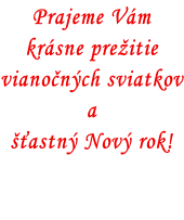 Prajeme Vám  krásne prežitie vianočných sviatkov a šťastný Nový rok!